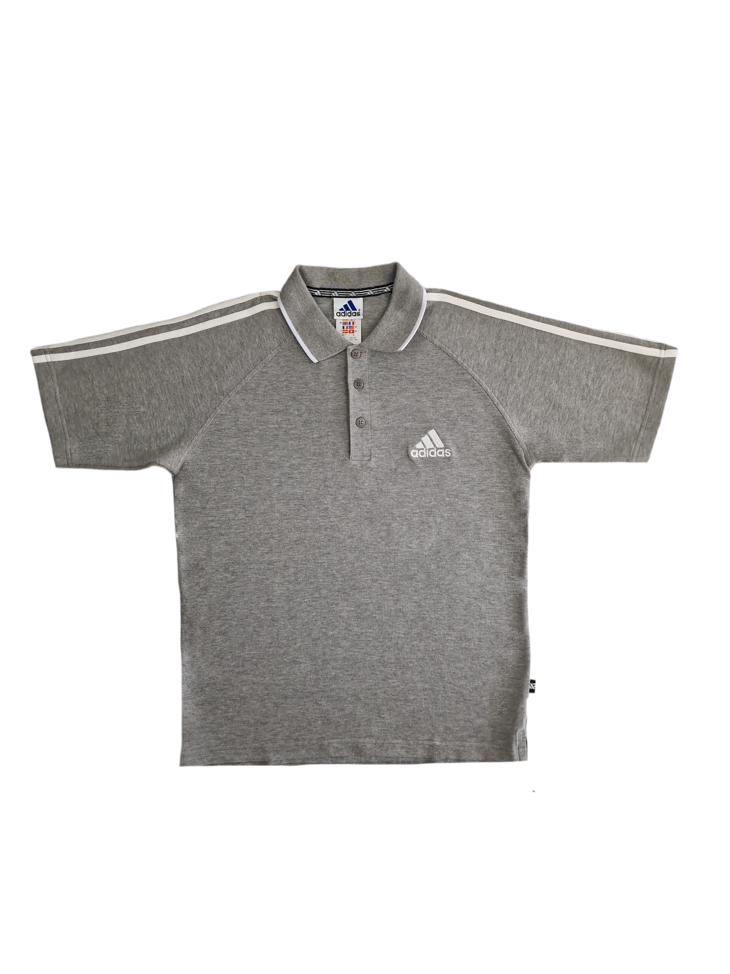 Polo manica corta in cotone da uomo Adidas grigio