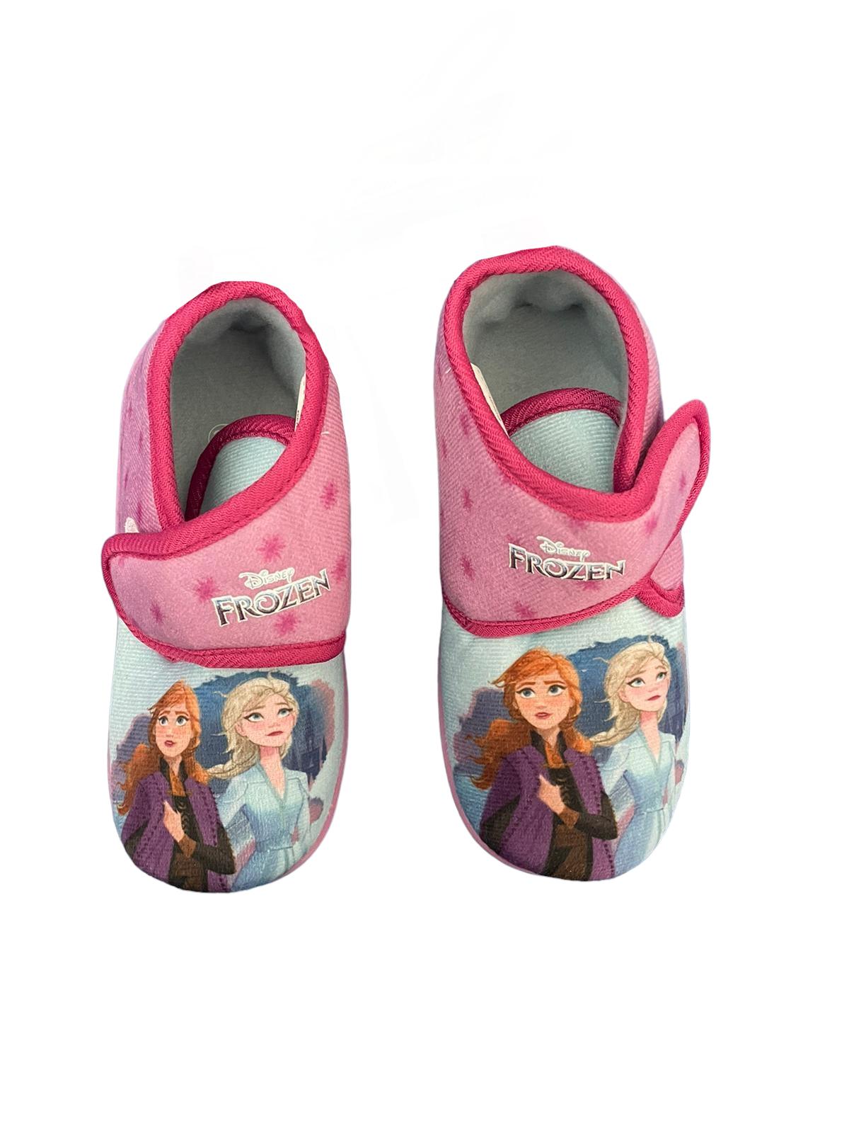 Pantofole Disney FROZEN bambina Lacci a strappo suola in gomma Rosa