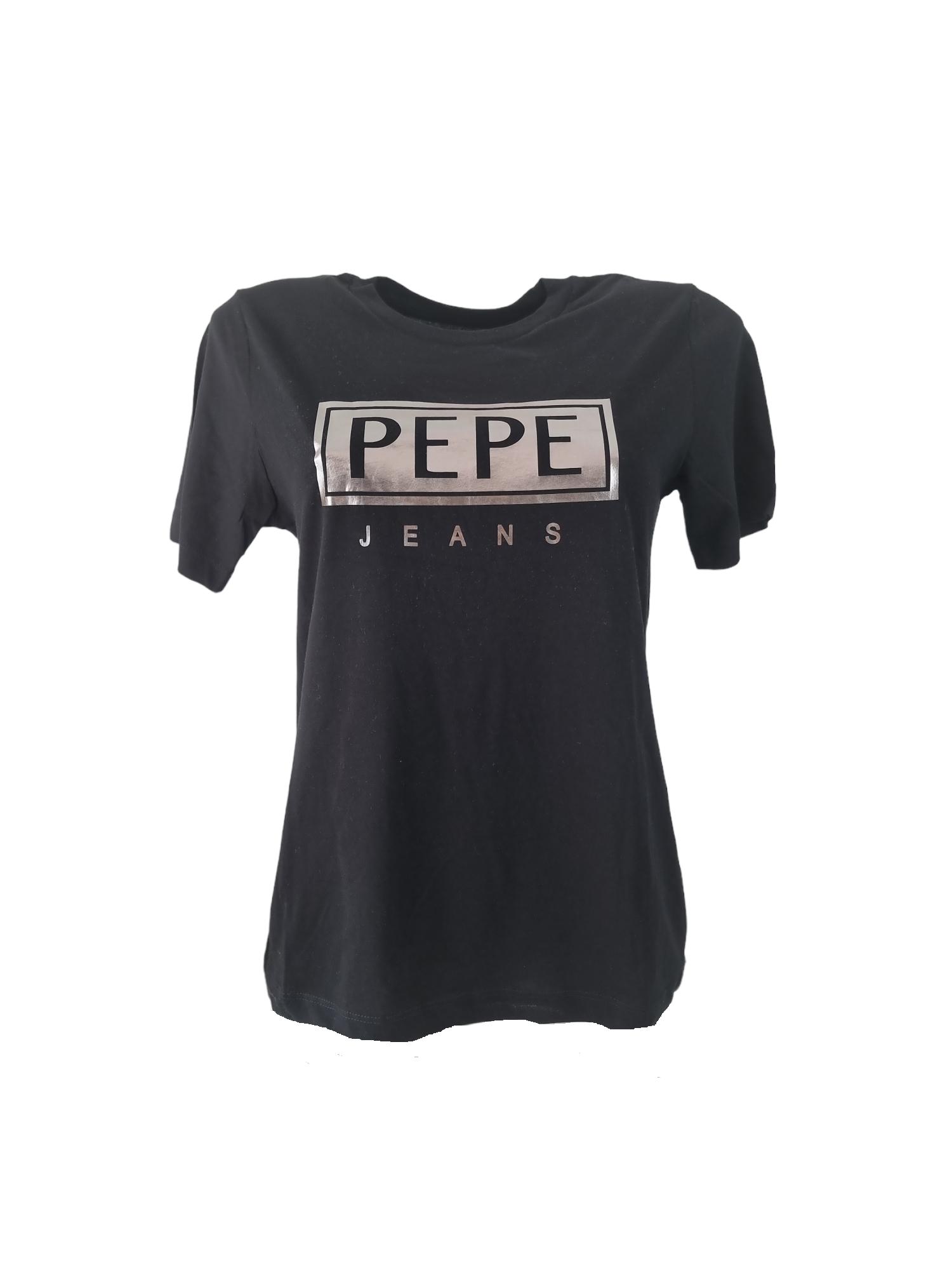 T-shirt da donna in cotone Pepe Jeans nero