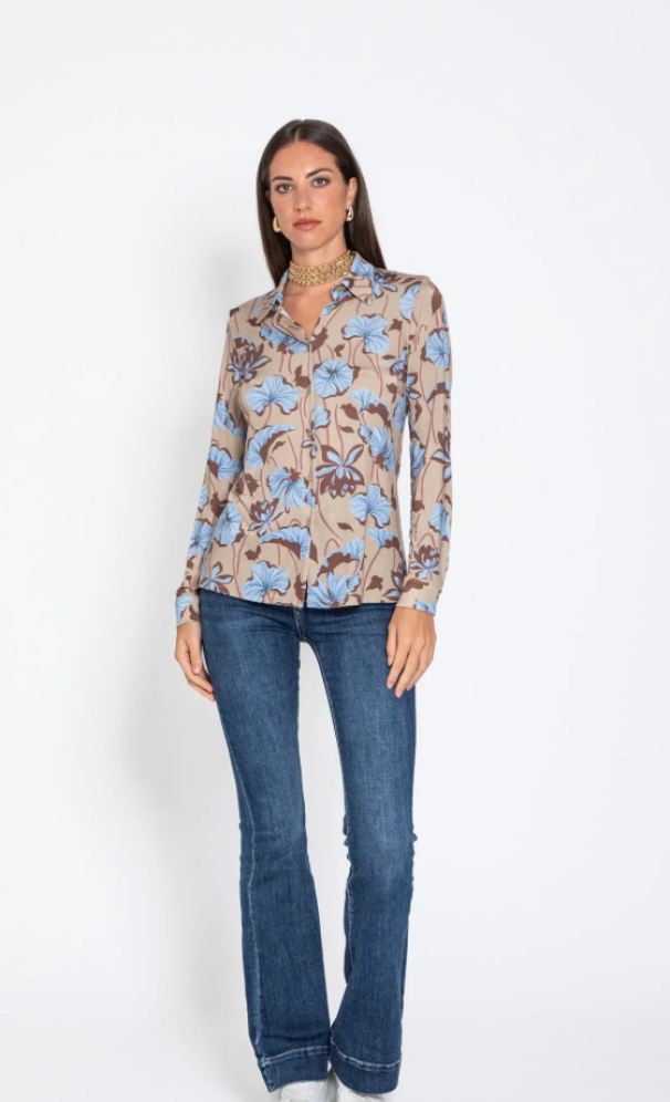 Camicia di jersey stampa floreale Edas donna