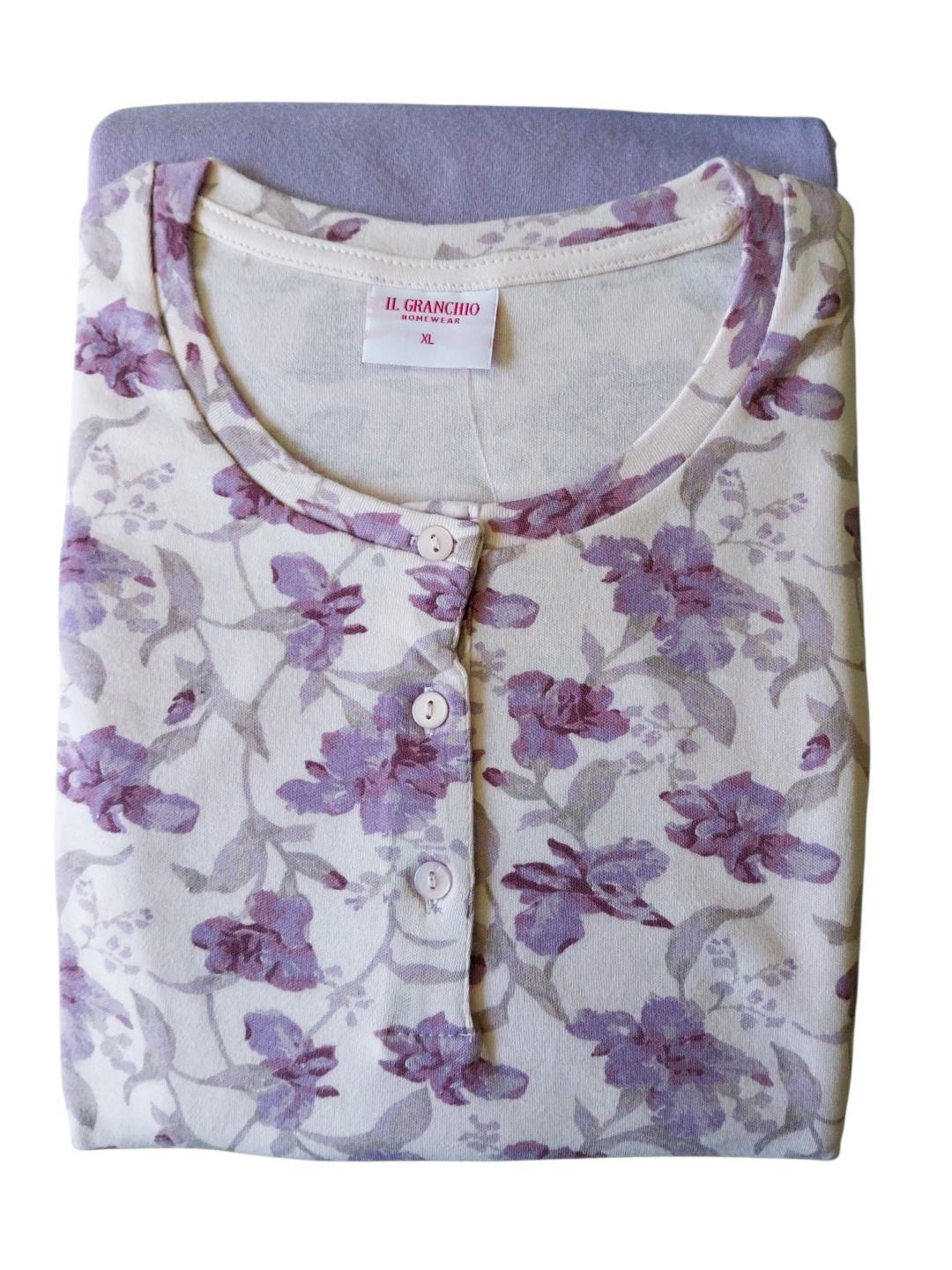 Pigiama donna Il Granchio GP6140 interlock fiorato Rosa