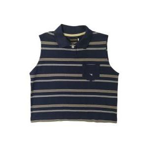 Polo smanicata  donna piquet righe blu