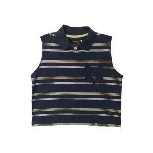 Polo smanicata donna piquet righe blu