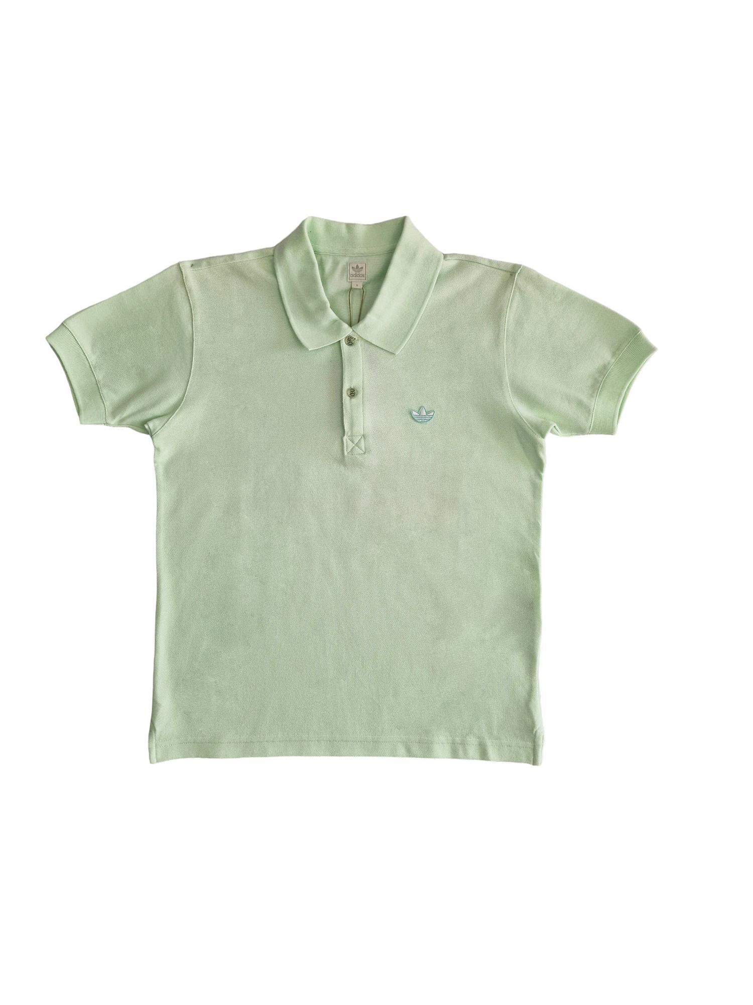 Polo manica corta da uomo in cotone Adidas acqua marina