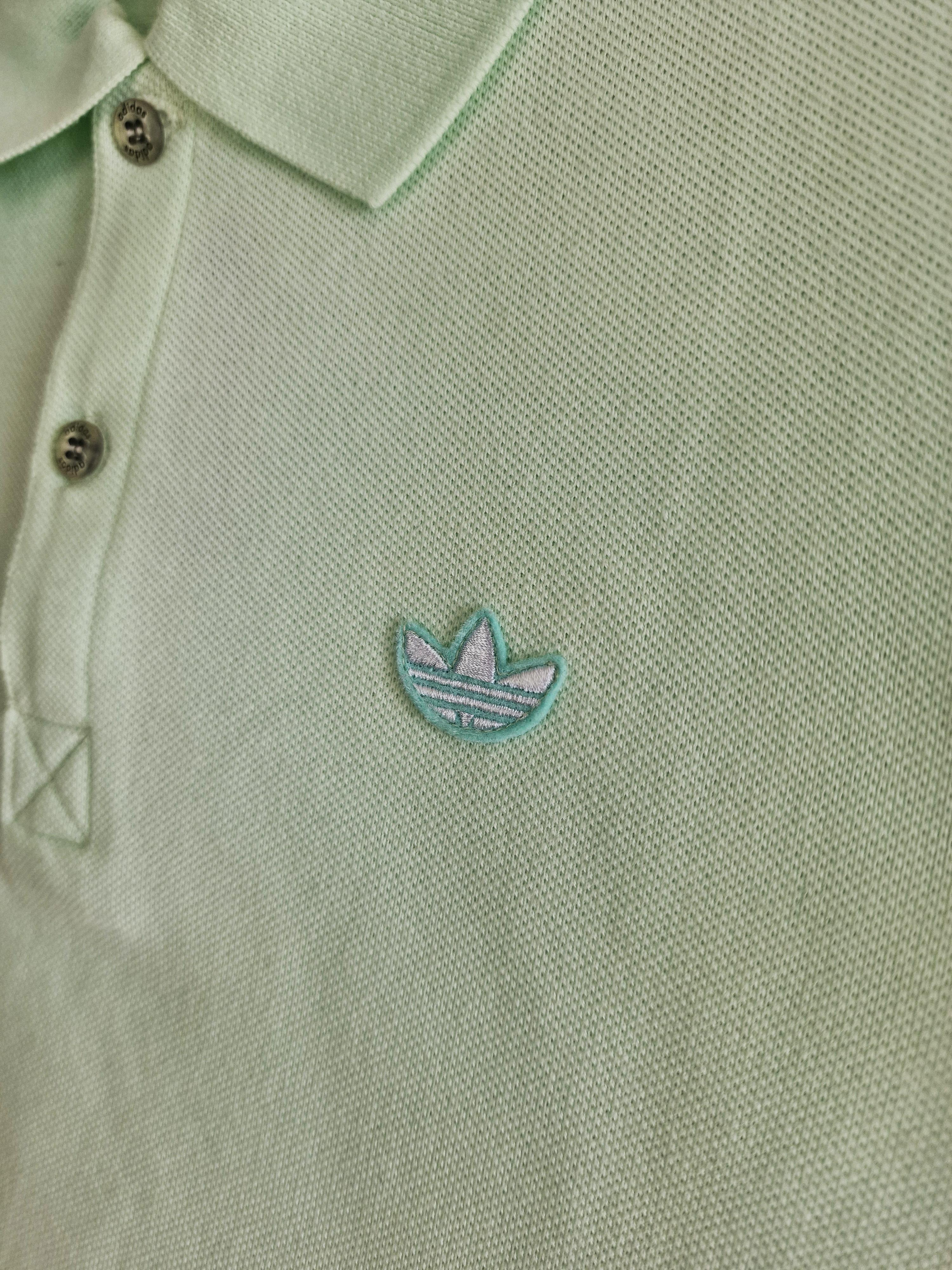 Polo manica corta da uomo in cotone Adidas acqua marina