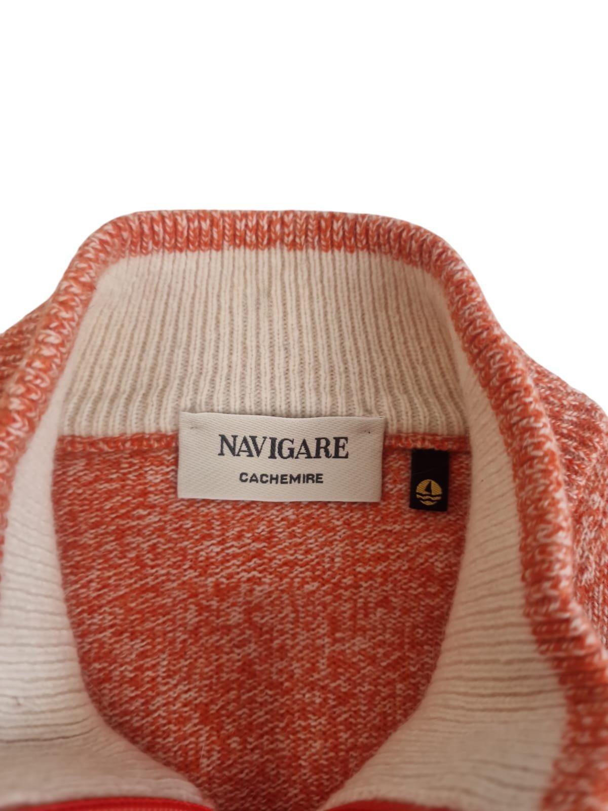 Maglione mezza zip da uomo in misto lana Navigare arancione