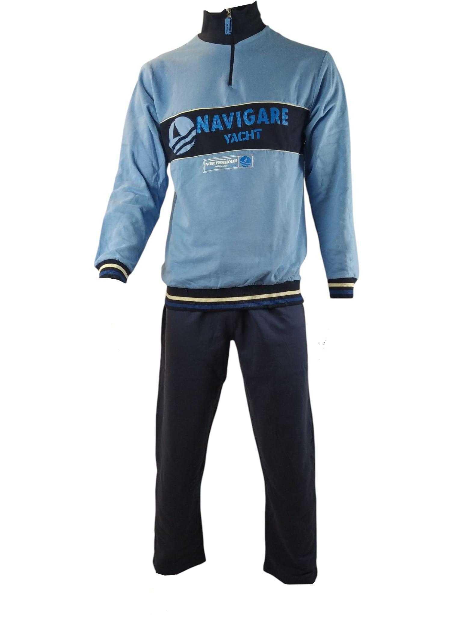 Tuta Homewear uomo felpata zip Navigare Yacht Azzurro