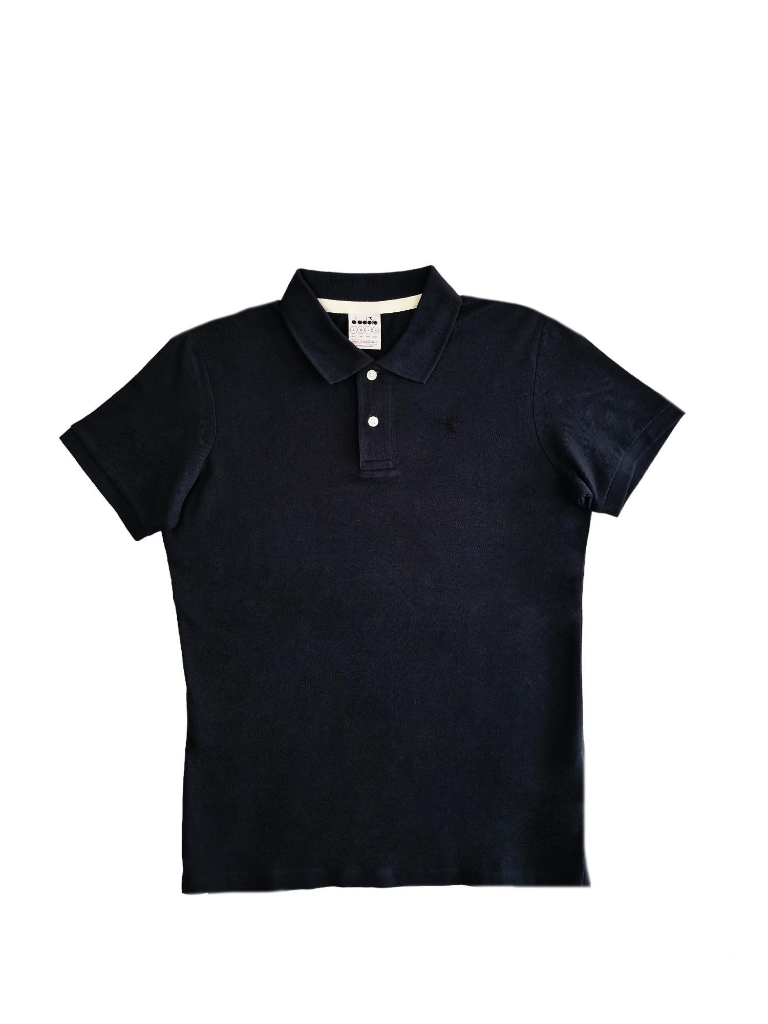 Polo manica corta in cotone da uomo Diadora nero