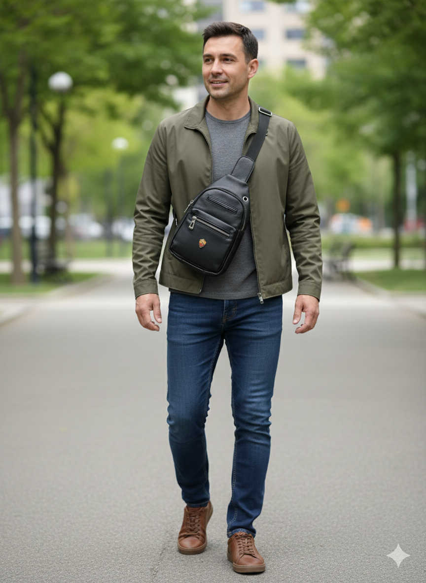 Borsello monospalla in ecopelle compatibile con AS Roma