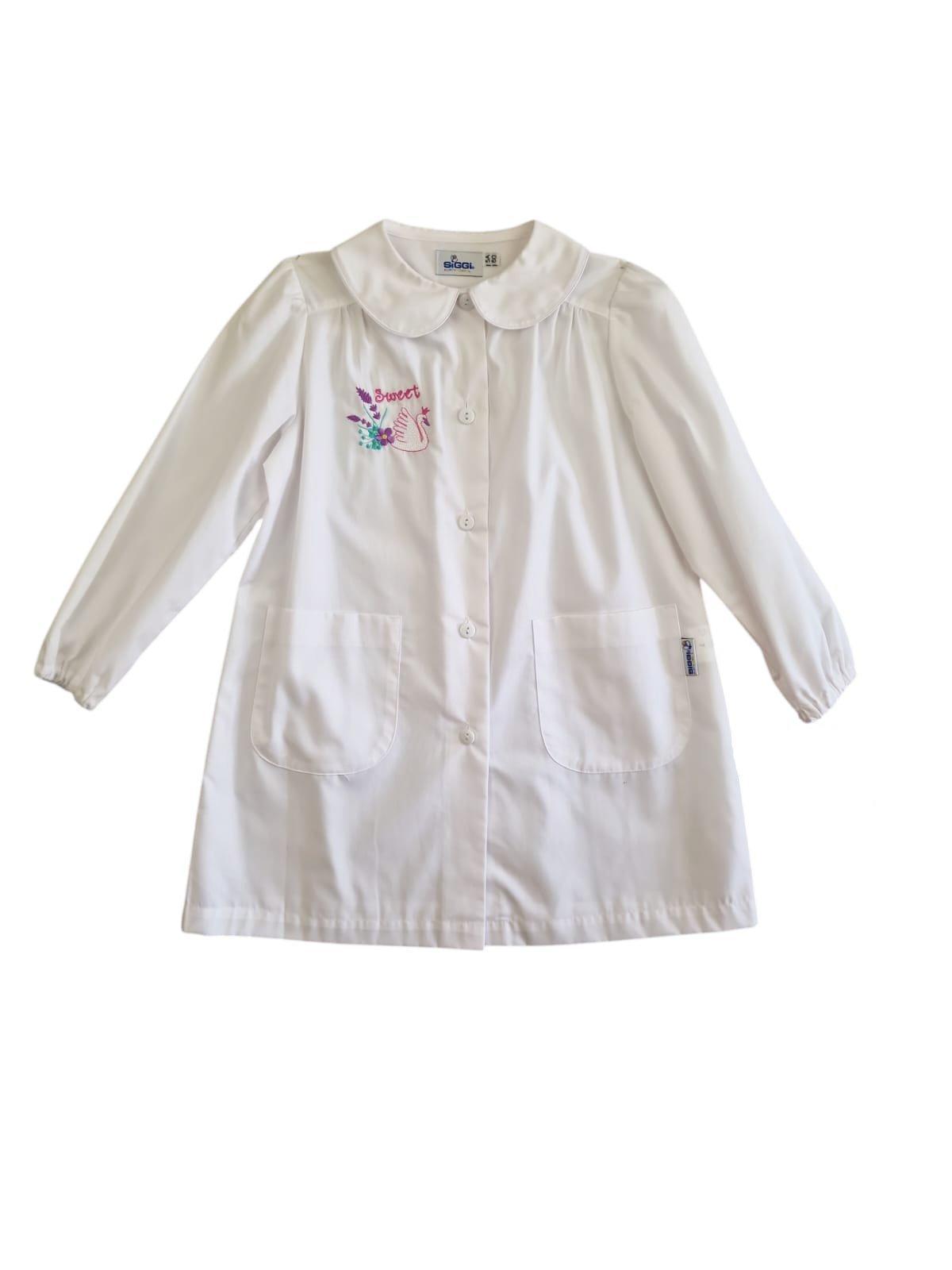 Grembiule scuola elementare da bambina Siggi bianco