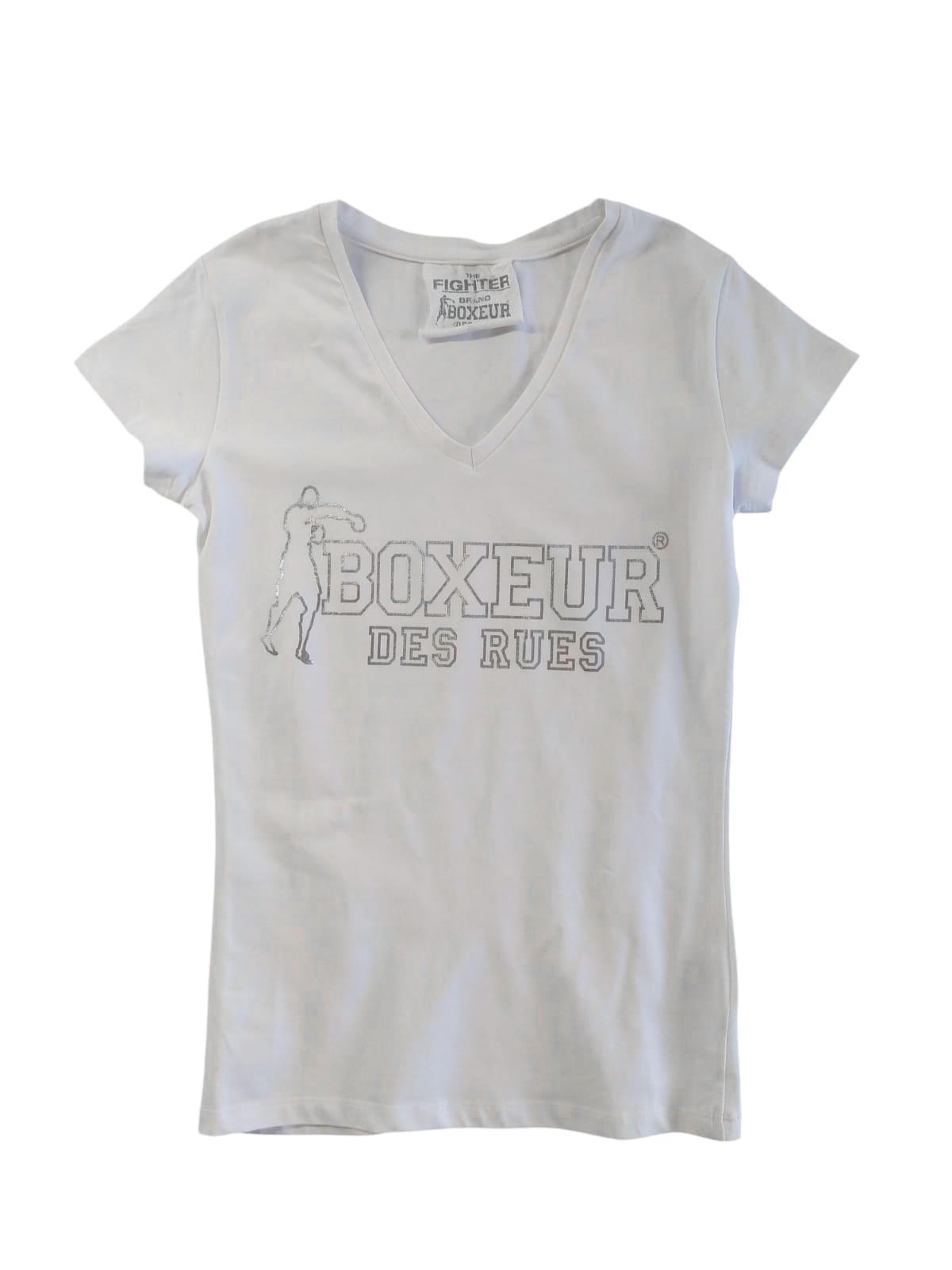T-shirt Boxeur des rues in colore bianco scritta argento
