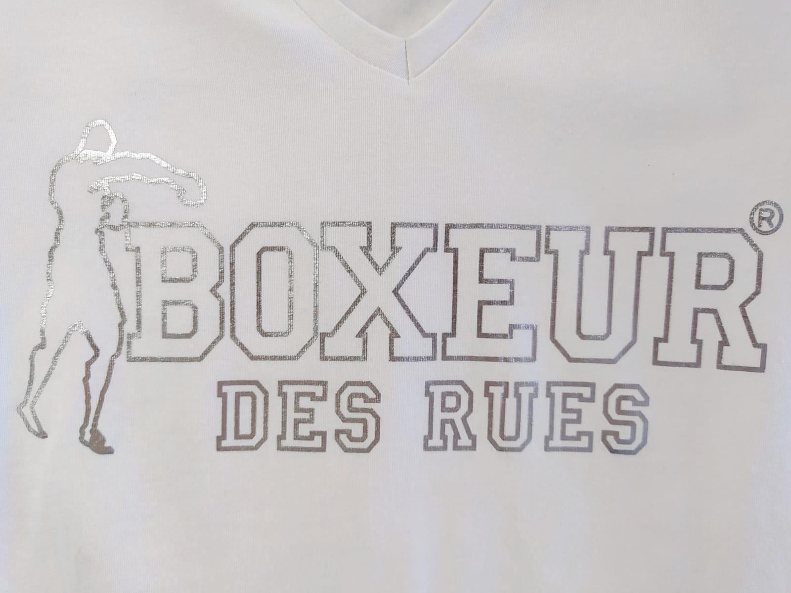 T-shirt Boxeur des rues in colore bianco scritta argento