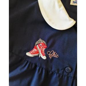 Grembiule zip scuola elementare da bambina blu  converse