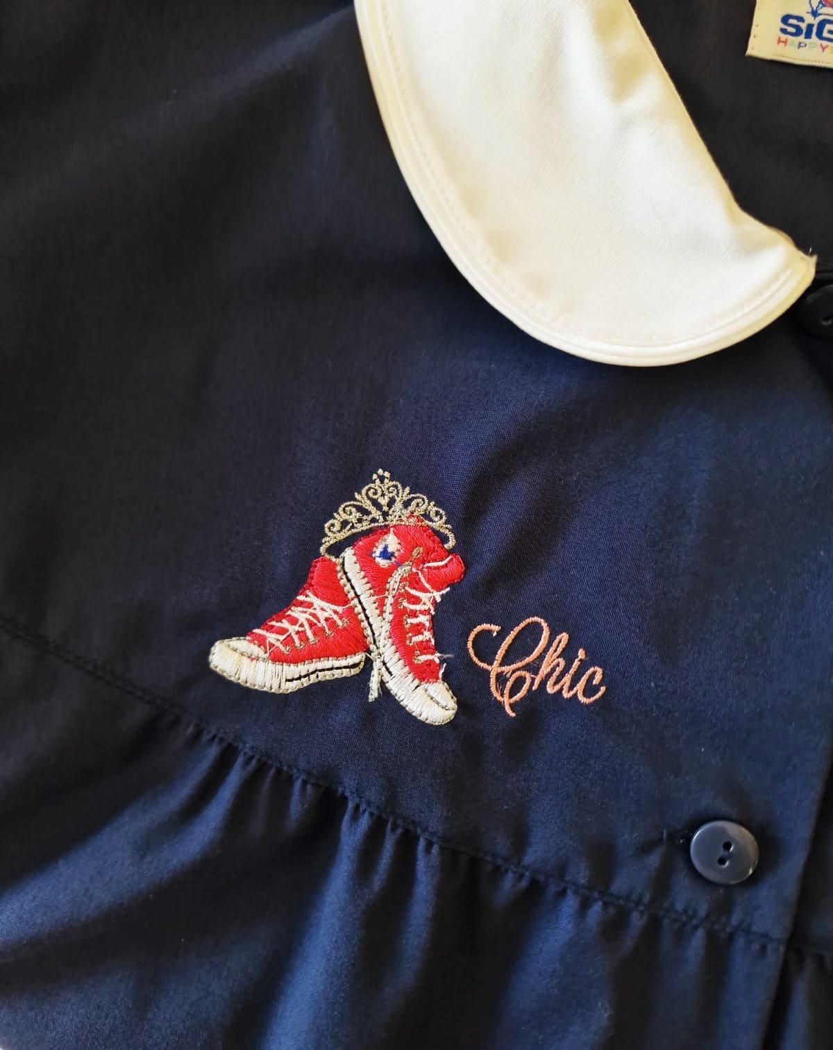 Grembiule zip scuola elementare da bambina blu Siggi converse