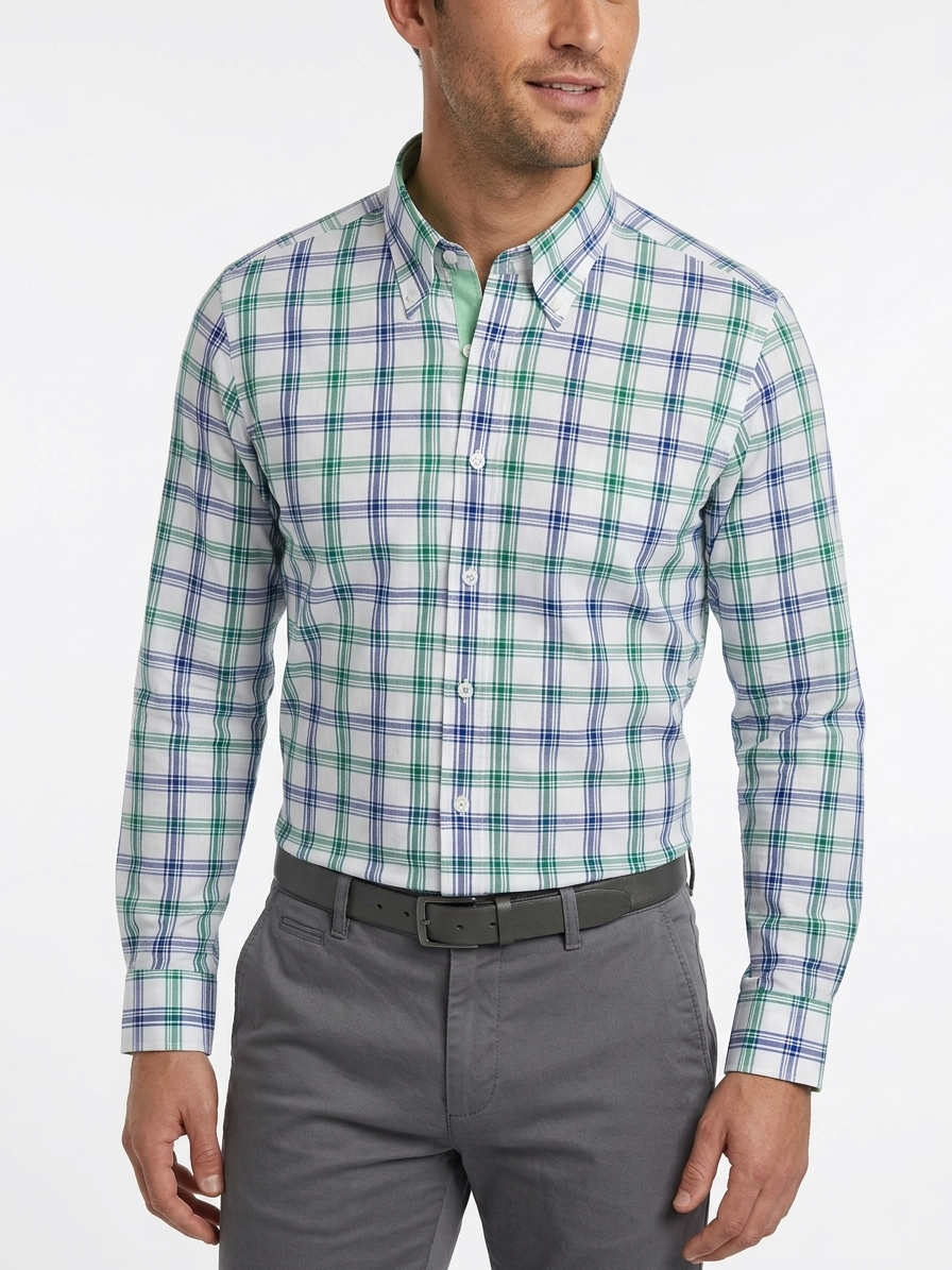 Camicia Slim Fit Ingram quadri in cotone