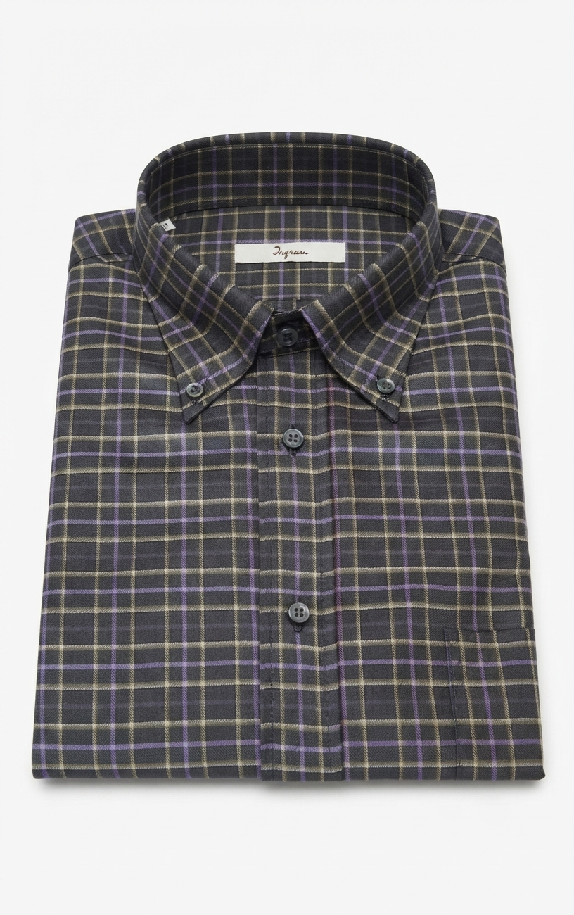 camicia-manica-lunga-01 Camicia flanella leggera cotone Ingram Classic Fit