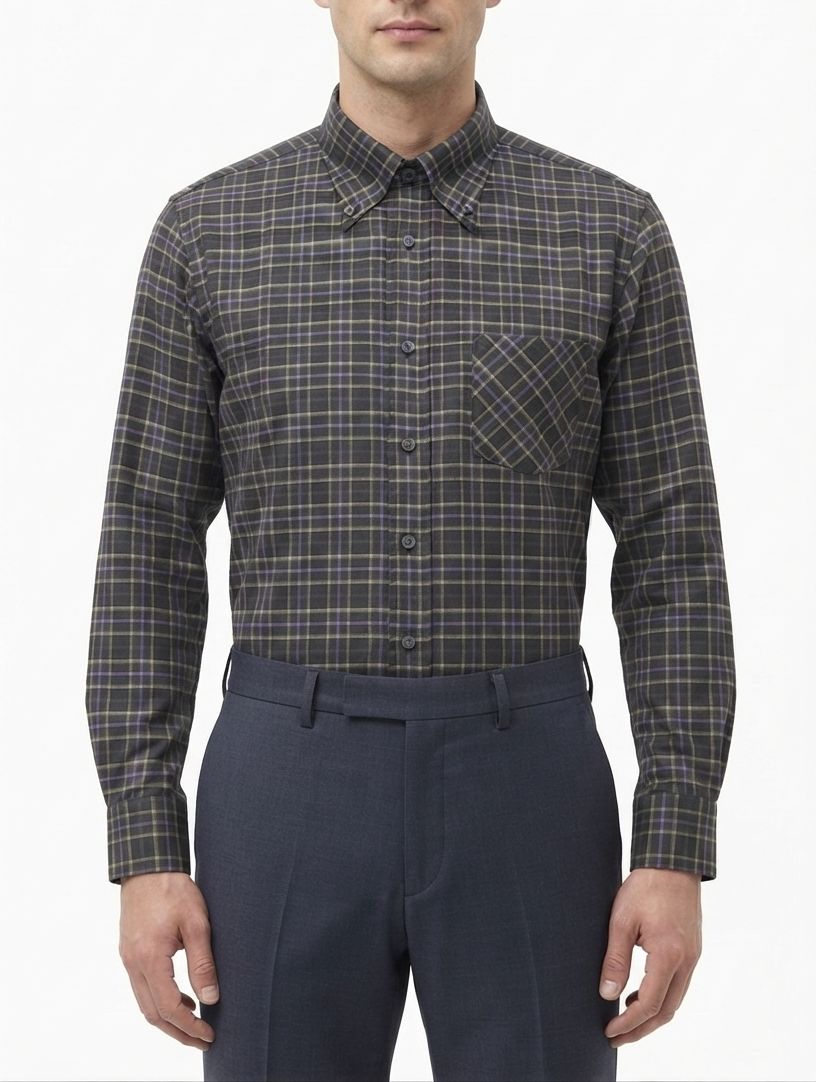 camicia-manica-lunga-03 Camicia flanella leggera cotone Ingram Classic Fit