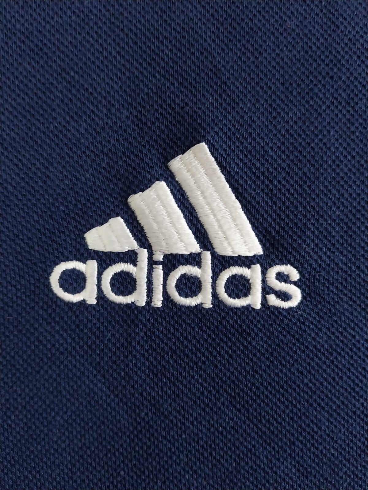 Polo Uomo Adidas Anni 90/Y2K con zip in cotone piquet Blu Navy