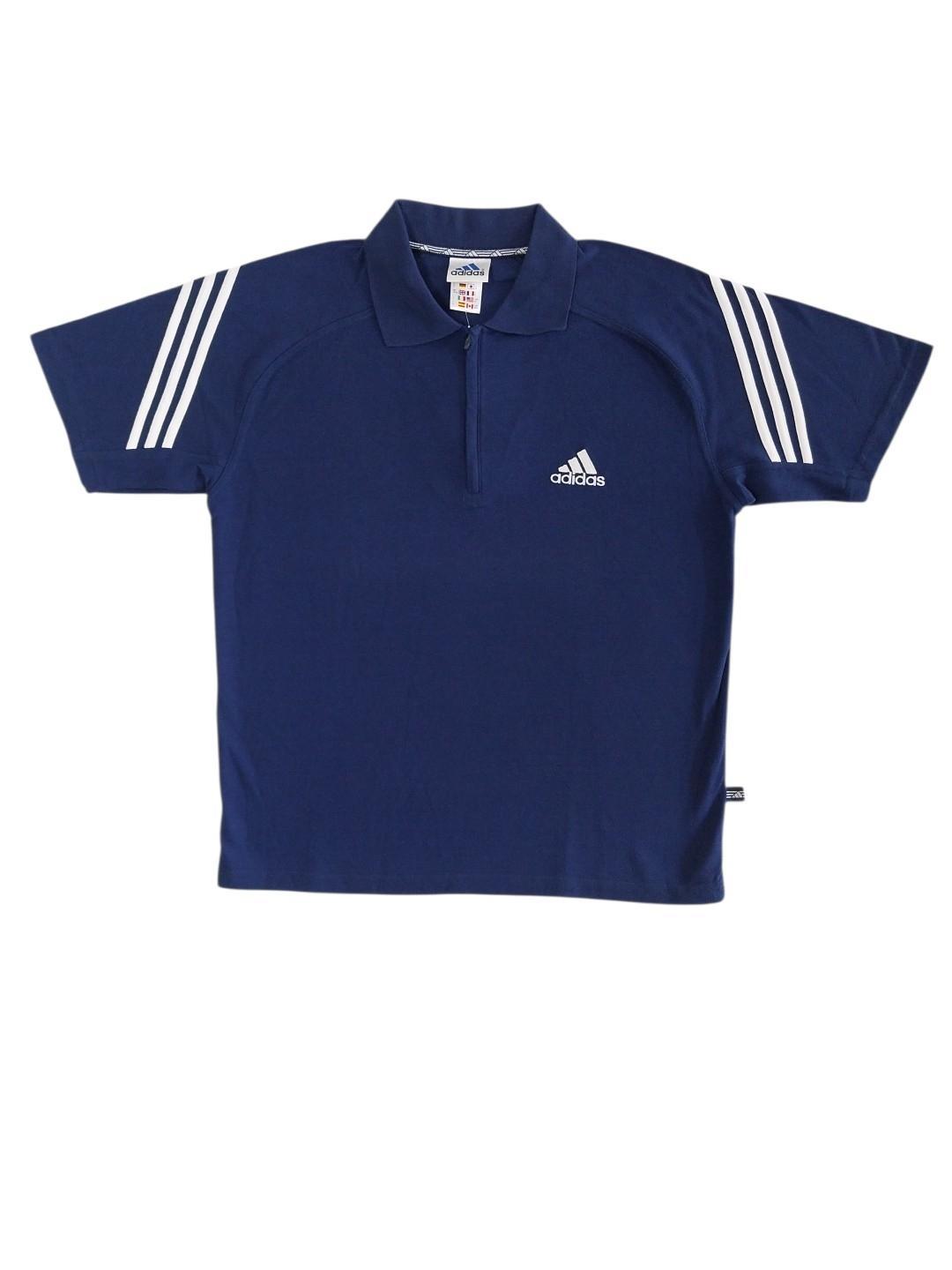 Polo Uomo Adidas Anni 90/Y2K con zip in cotone piquet Blu Navy
