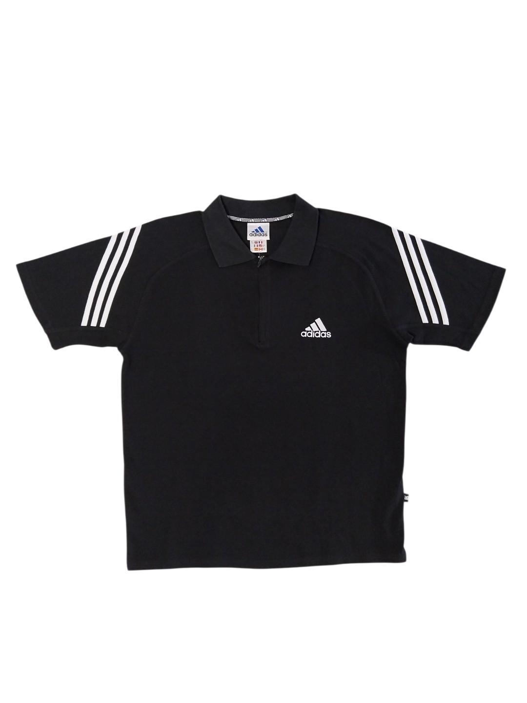 Polo Uomo Adidas Anni 90/Y2K con zip in cotone piquet Nero