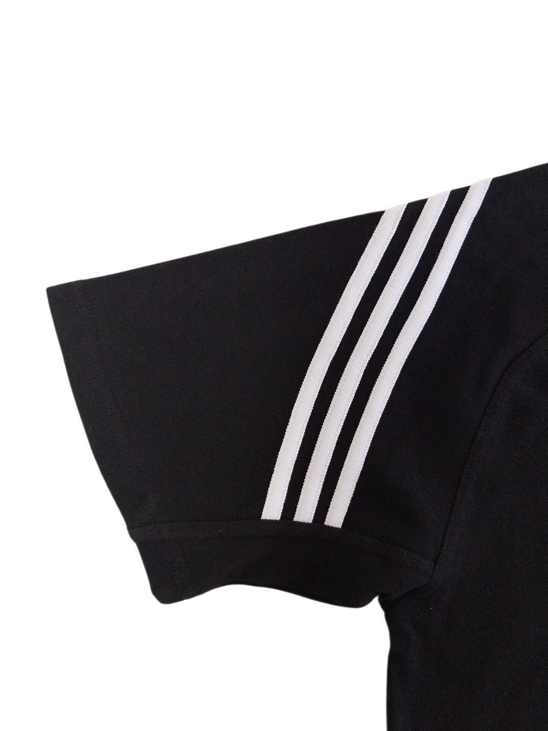 Polo Uomo Adidas Anni 90/Y2K con zip in cotone piquet Nero