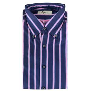Camicia  slim blu uomo con righe