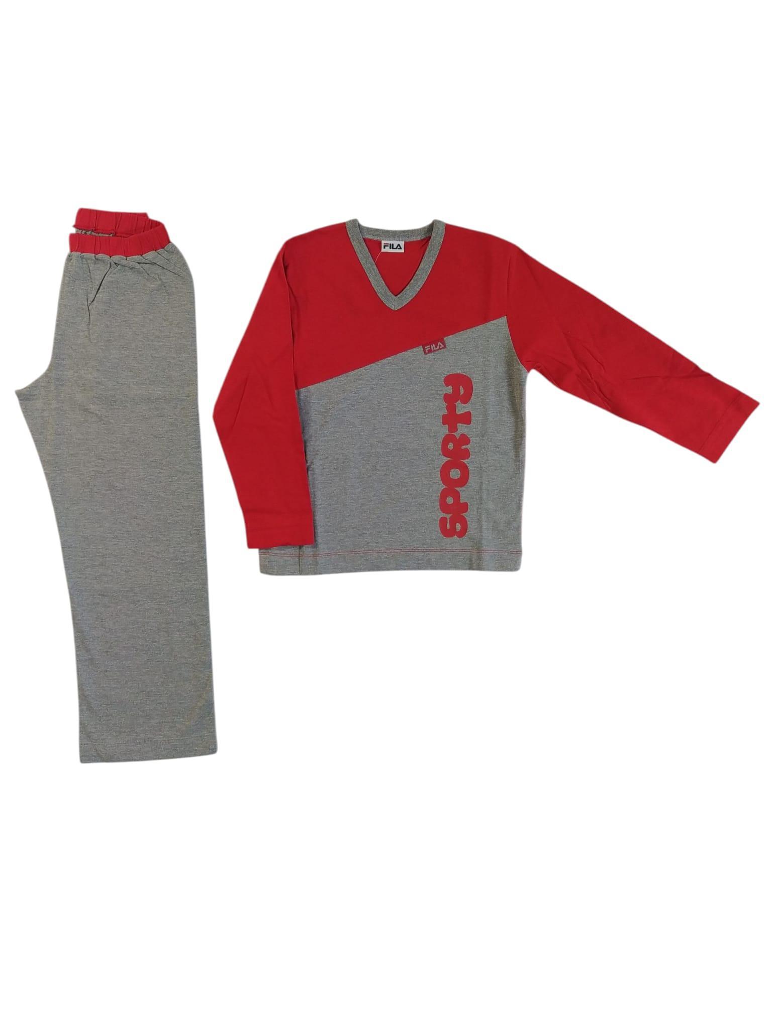 Pigiama Fila bambino scollo V grigio Rosso