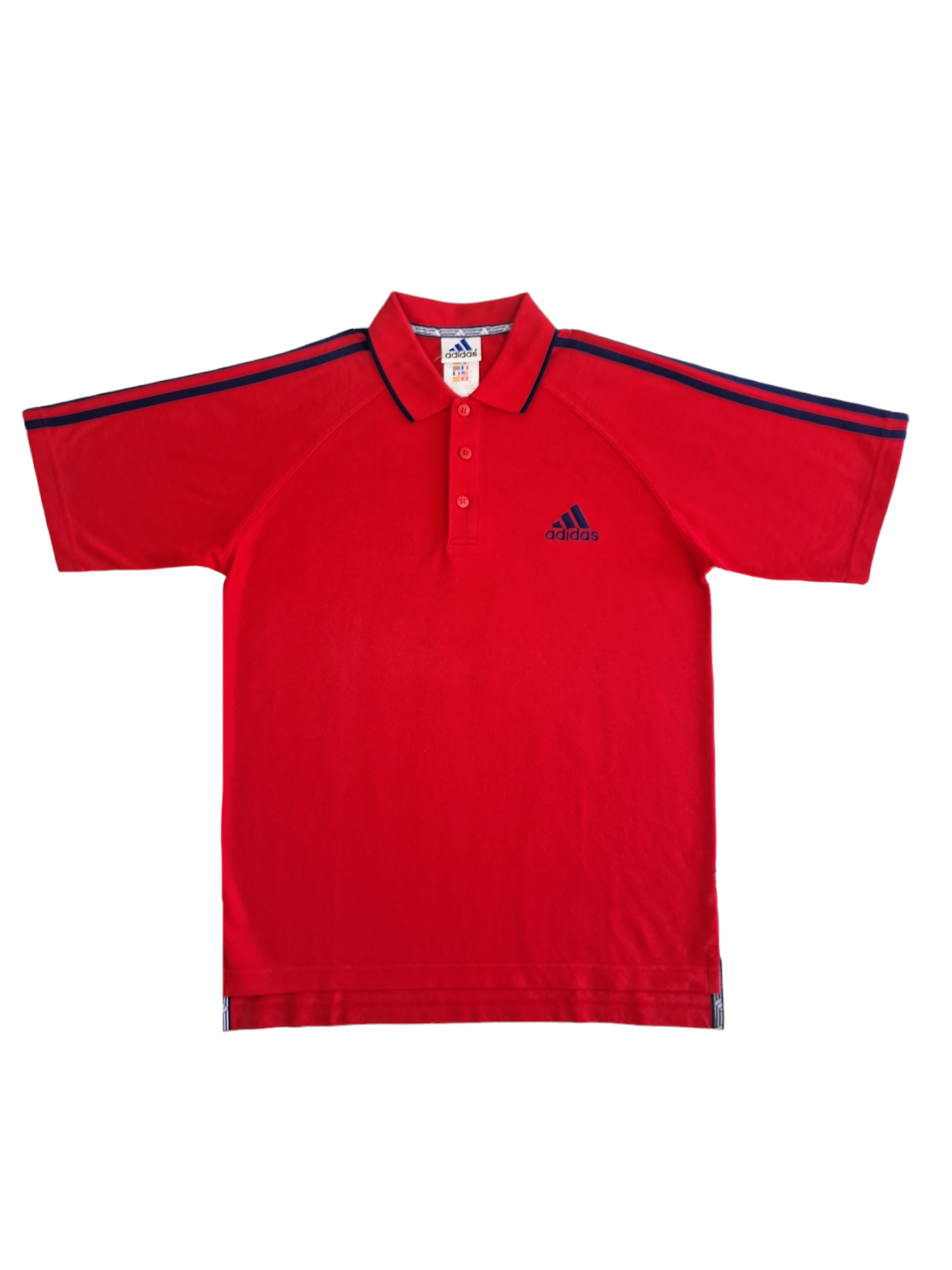 Polo manica corta in cotone da uomo Adidas rosso