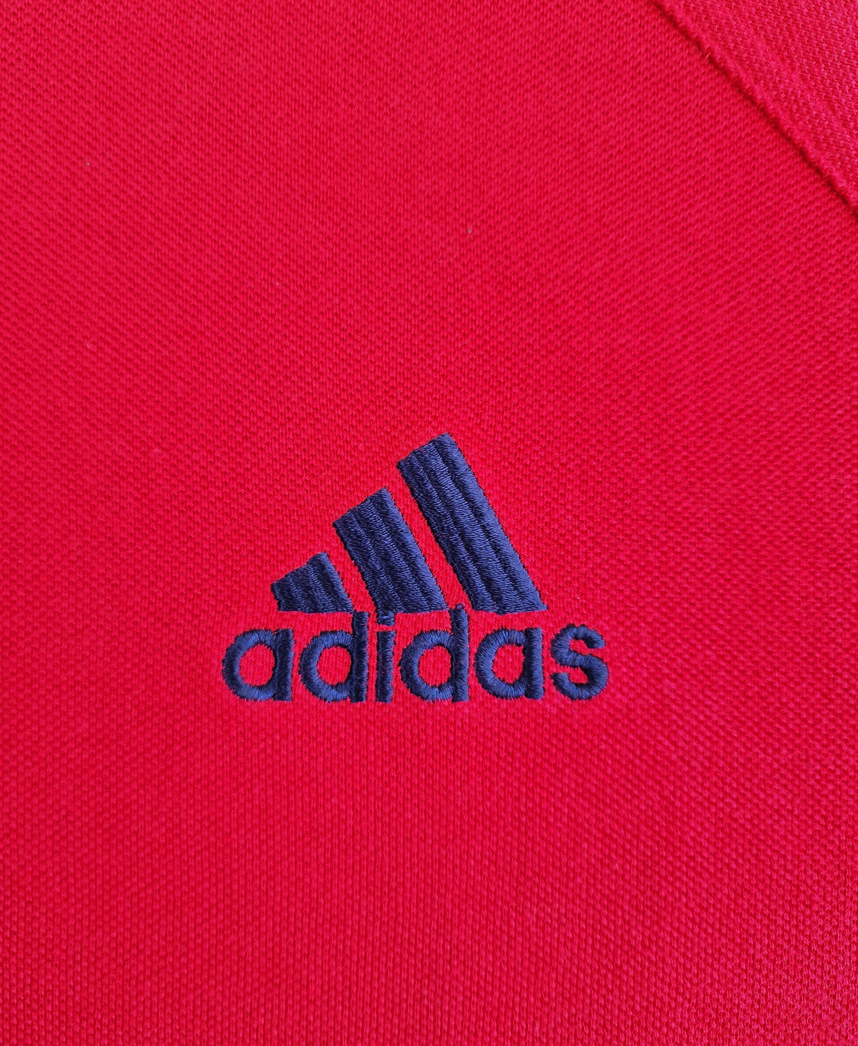 Polo manica corta in cotone da uomo Adidas rosso
