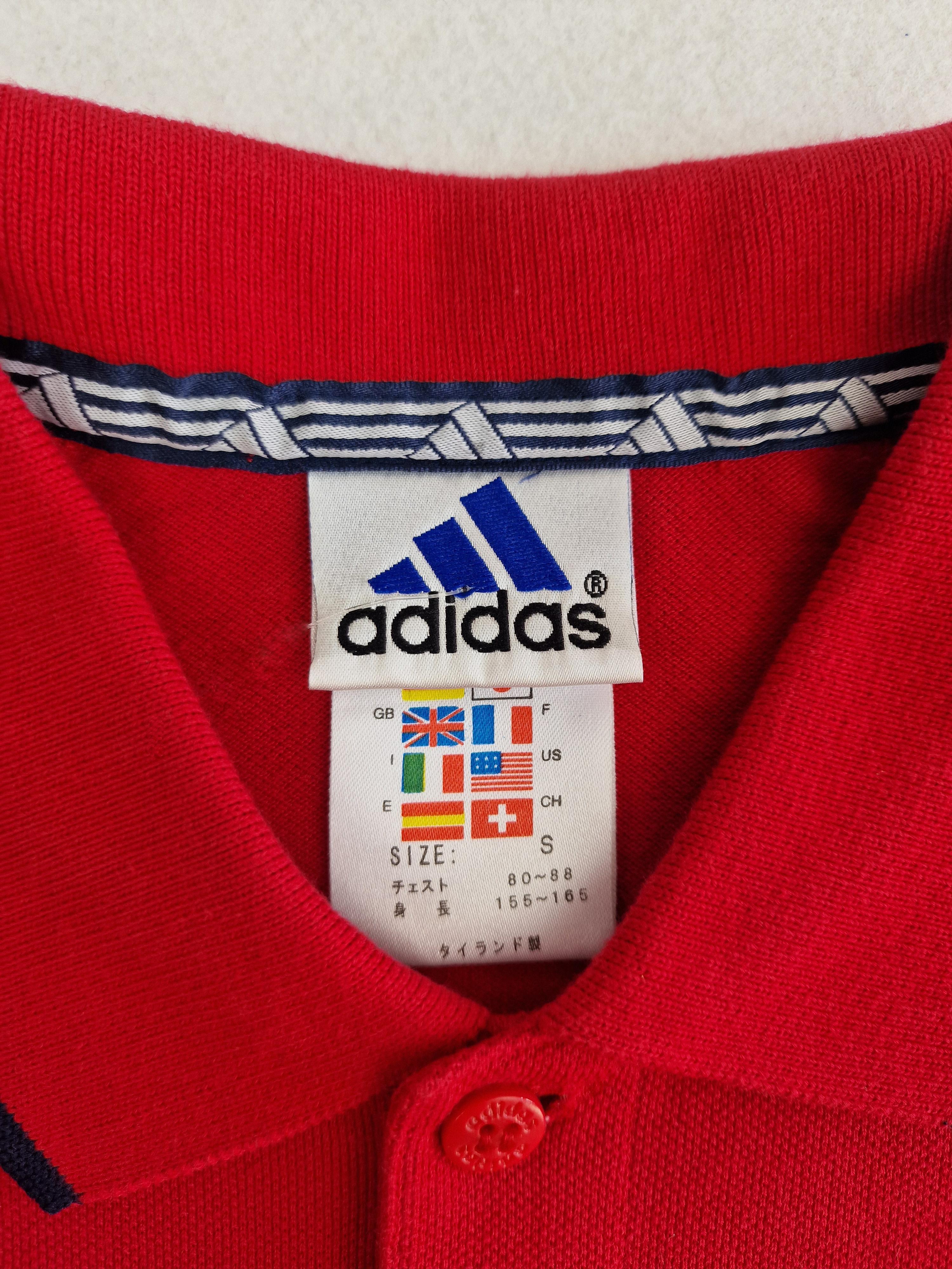 Polo manica corta in cotone da uomo Adidas rosso