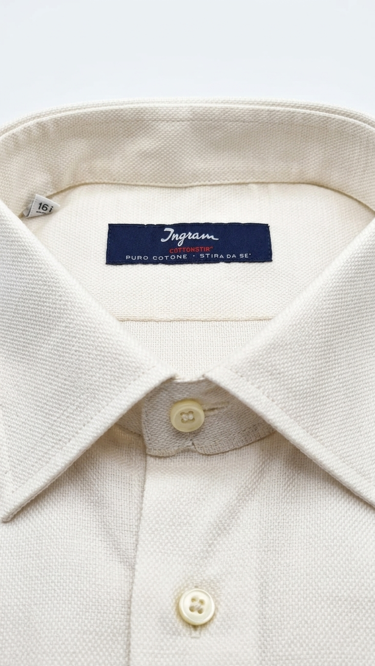 Camicia Regular Fit No Stiro Avorio