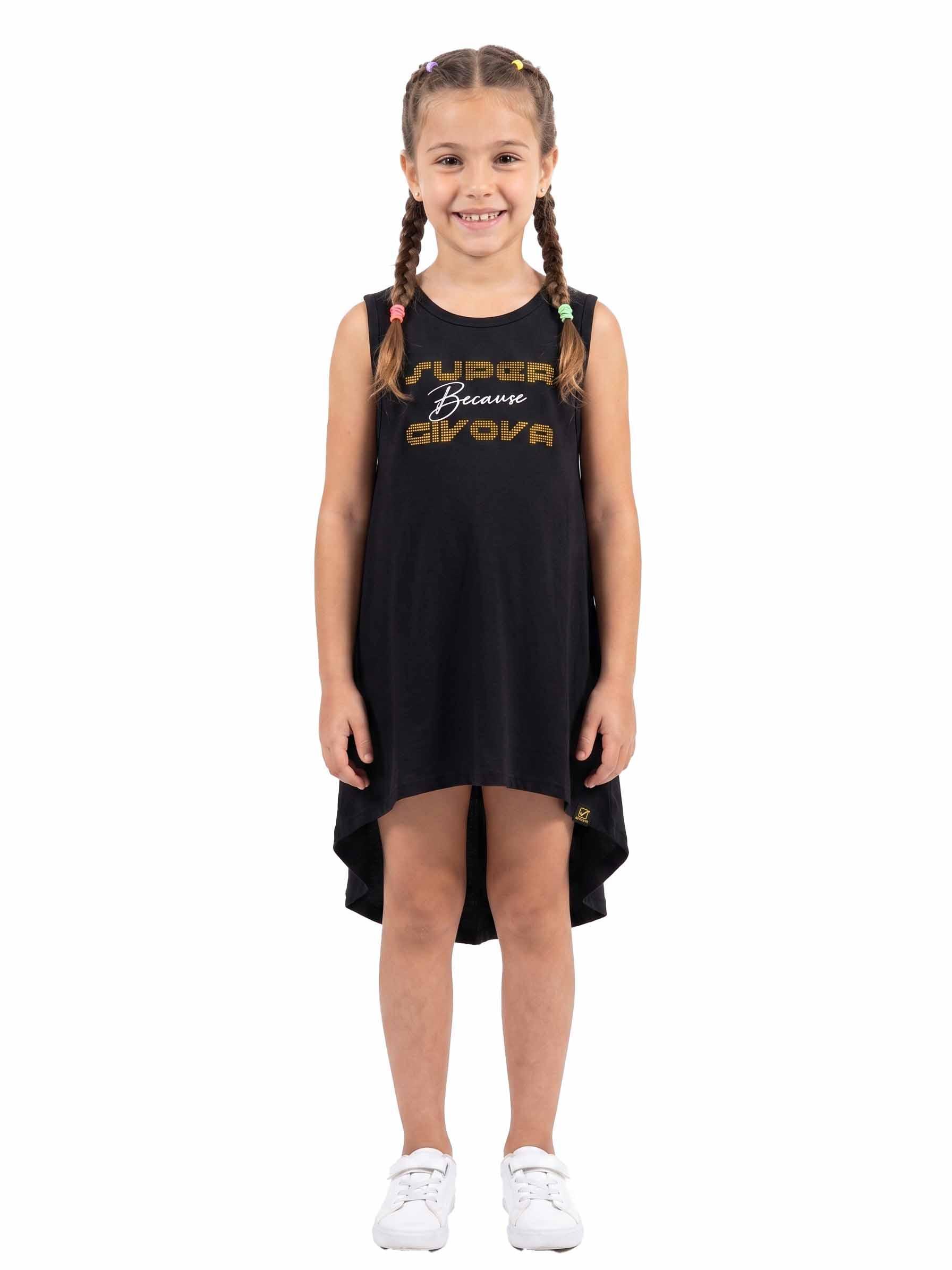 Abito bambina Givova smanicato cotone Jersey Nero