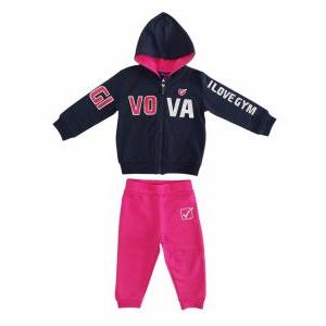 Tuta  felpata full zip neonata con cappuccio e glitter