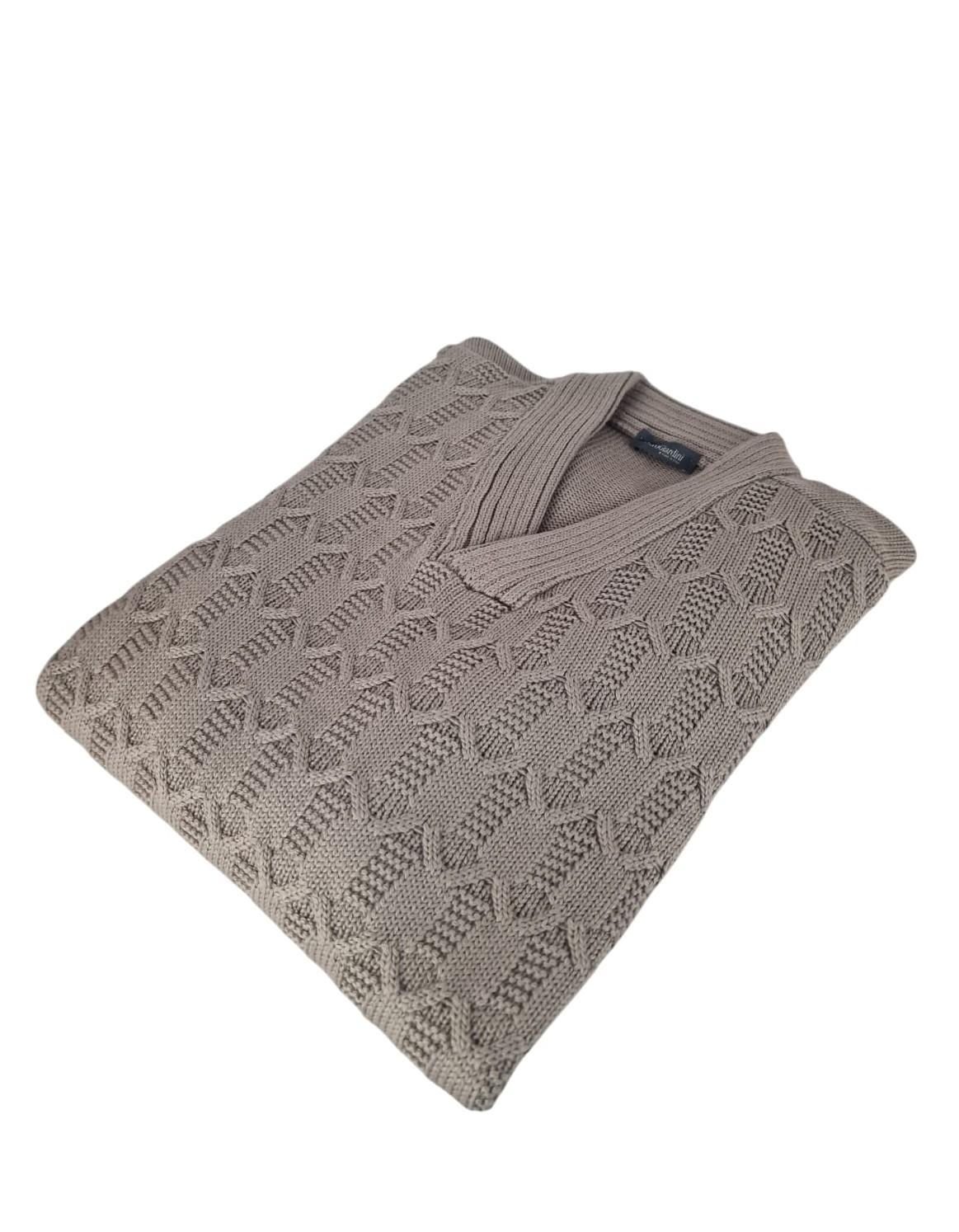 Maglione in misto lana da uomo scollo a V Nero Giardini grigio