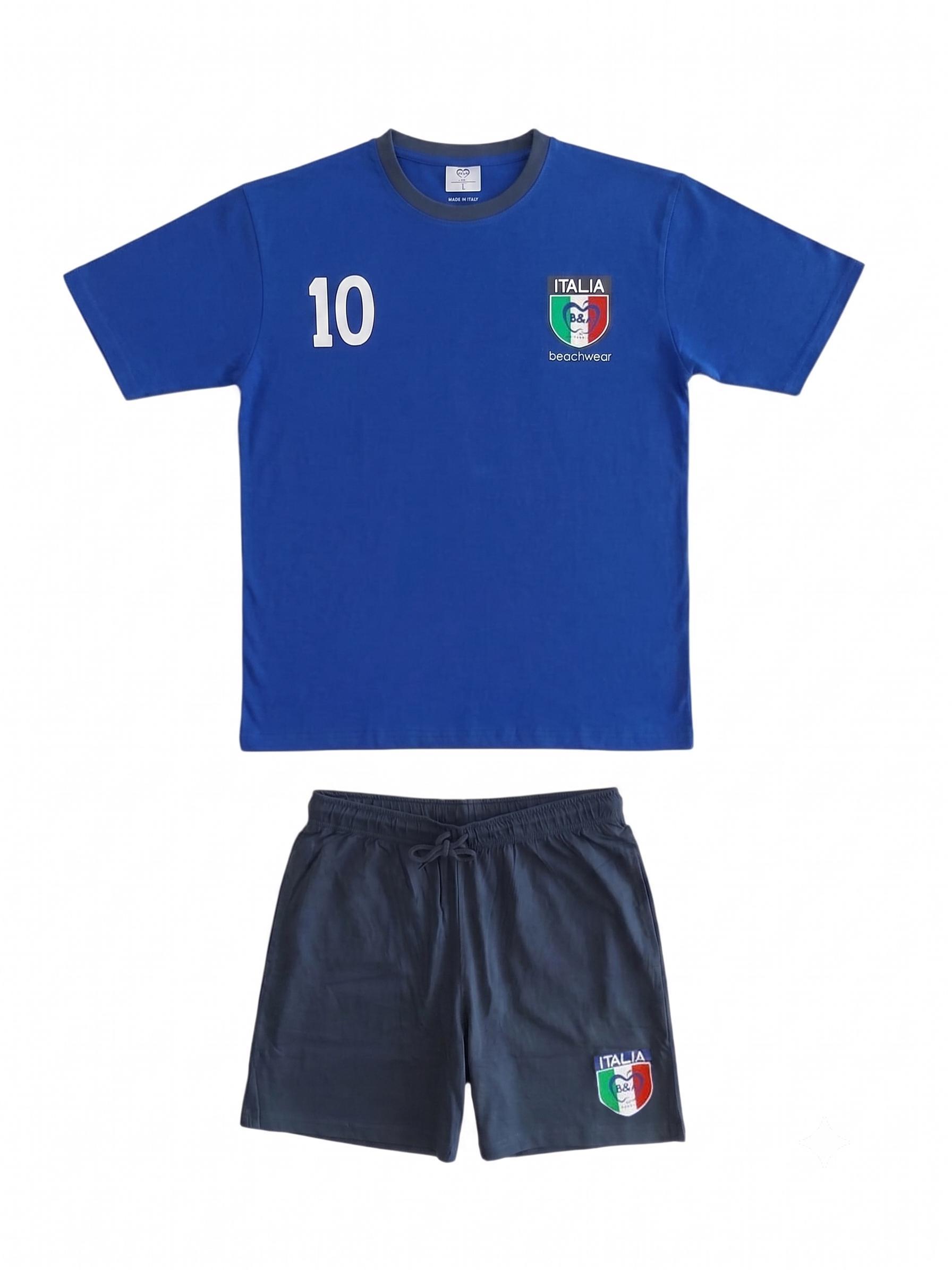 Completo Baci&Abbracci beachwear homewear uomo Italia Blu