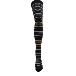 Collant moda coprente riga orizzontale misto cotone nero