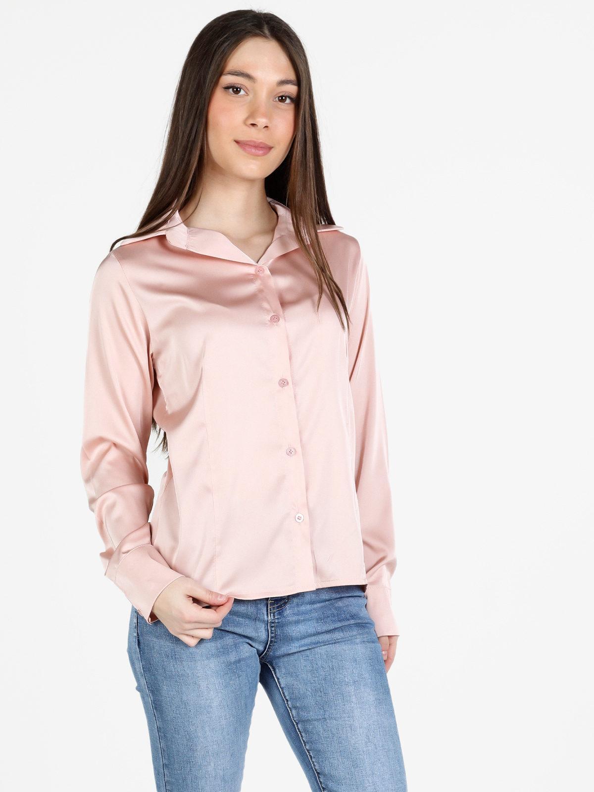 elena camicia ml raso classica rosa antico - foto 1