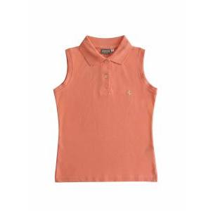 Polo smanicata bambina  cotone piquet pesco