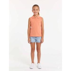 Polo smanicata bambina  cotone piquet pesco