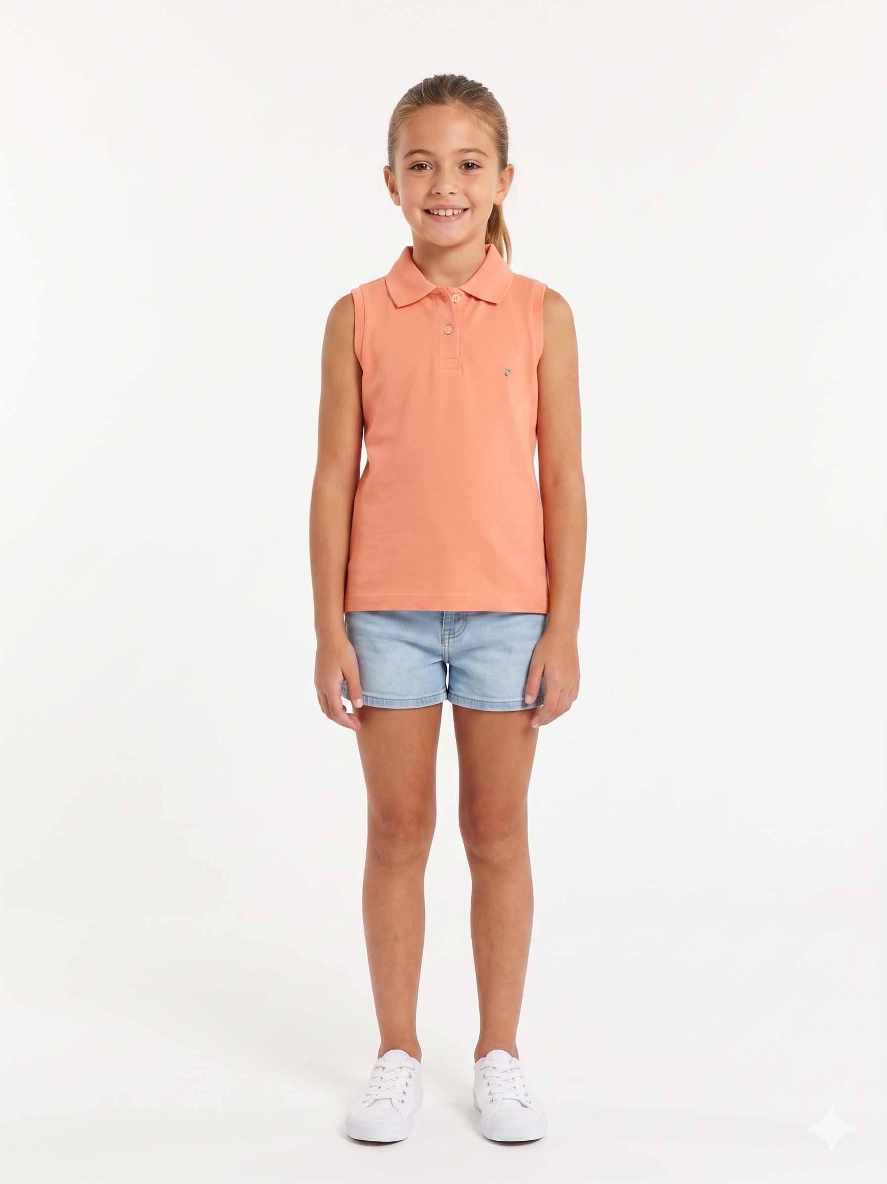 Polo smanicata bambina Invicta Cotone Piquet Pesco