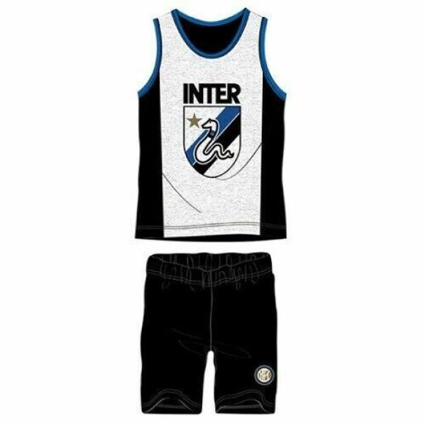 Pigiama F.C. Inter da bambino in cotone con canotta spalla larga e pantaloncino corto