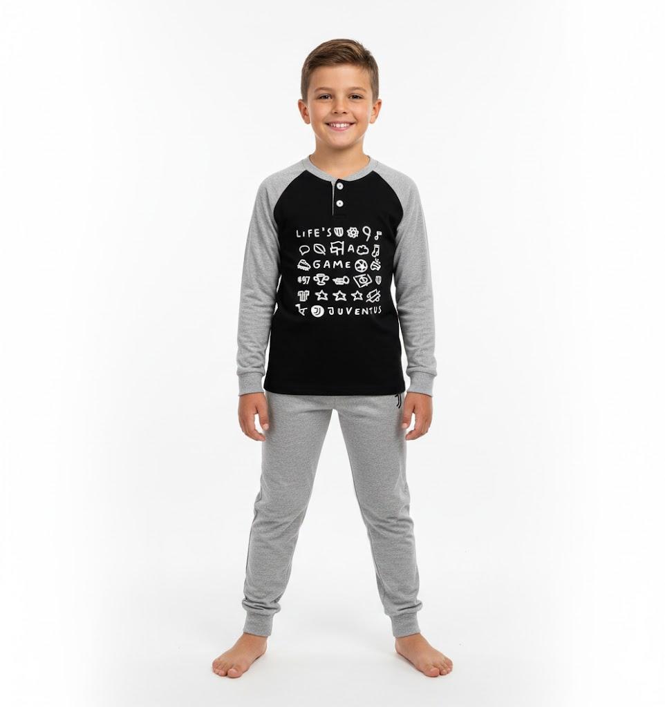 PigPigiama da bambino Juventus nero cotone interlock