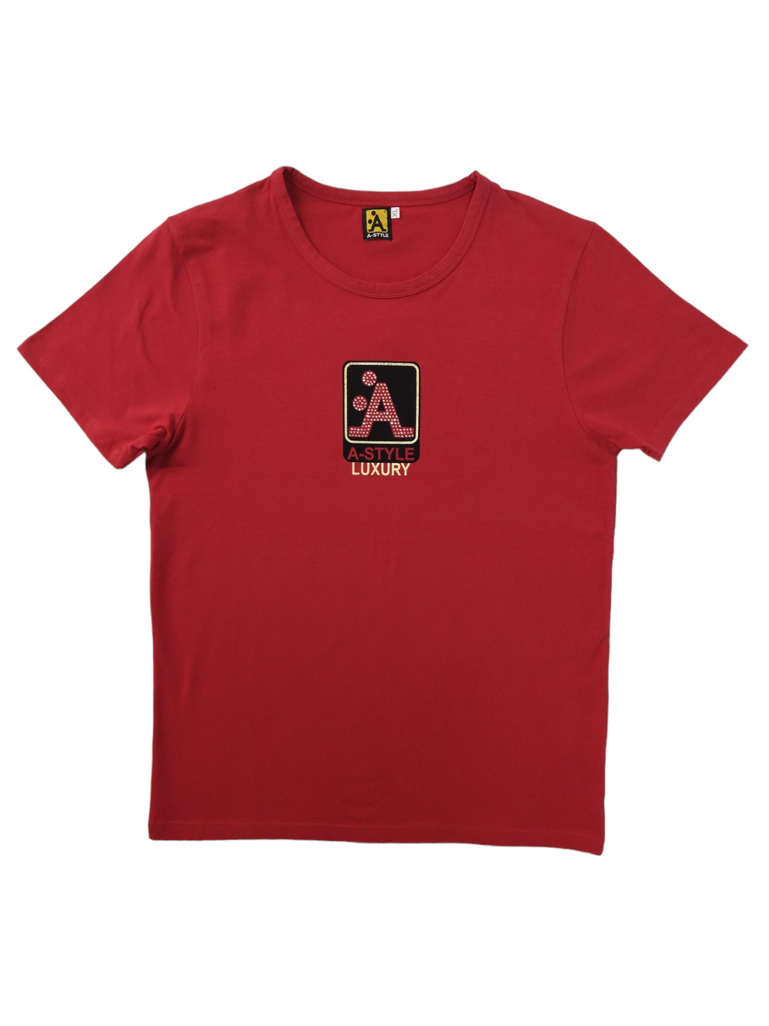 T-shirt uomo elasticizzata con strass A-Style Luxury Rosso XL
