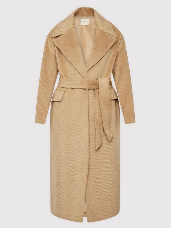 Cappotto lungo Rinascimento donna modello vestaglia camel
