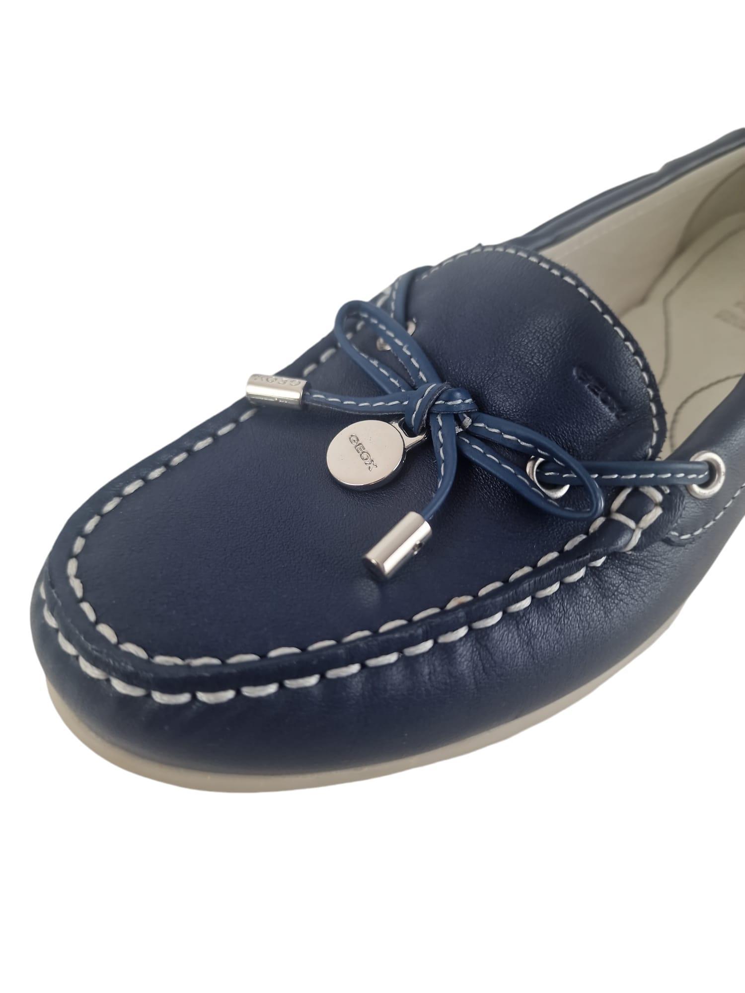 geox mocassino da donna in pelle geox blu - foto 5