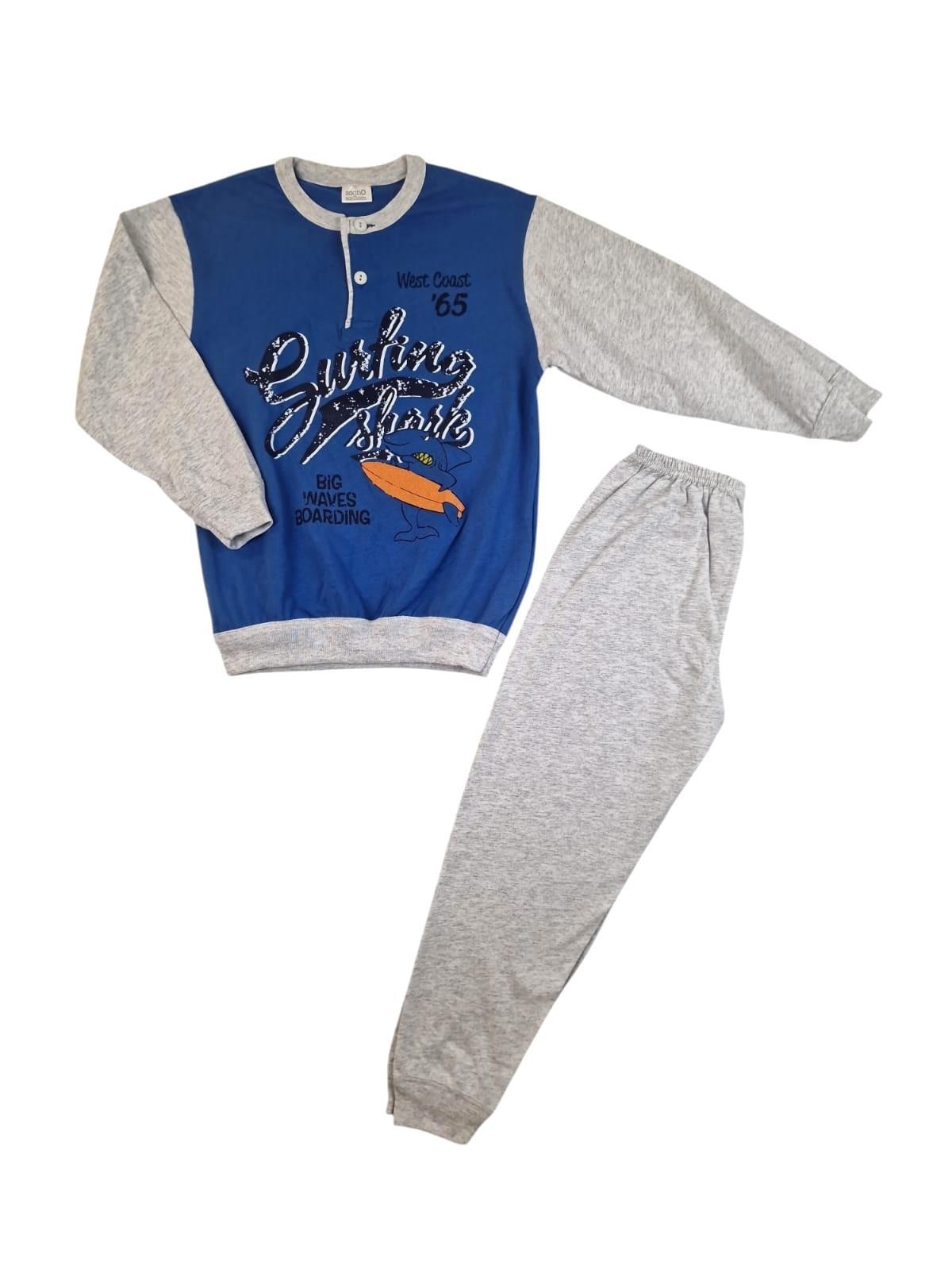 Pigiama cotone jersey bambino shark