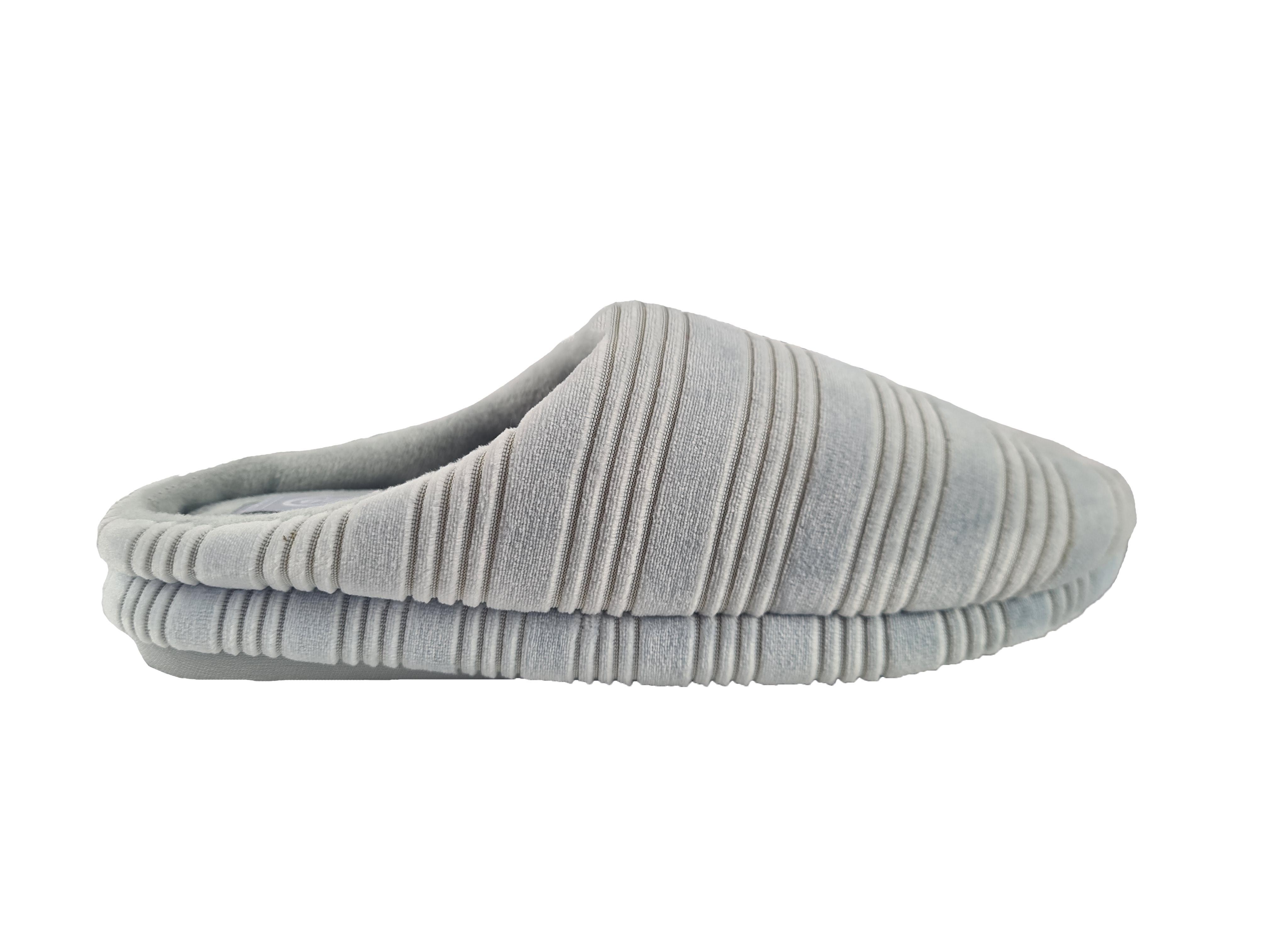 Pantofole donna Griff rigate in colore grigio