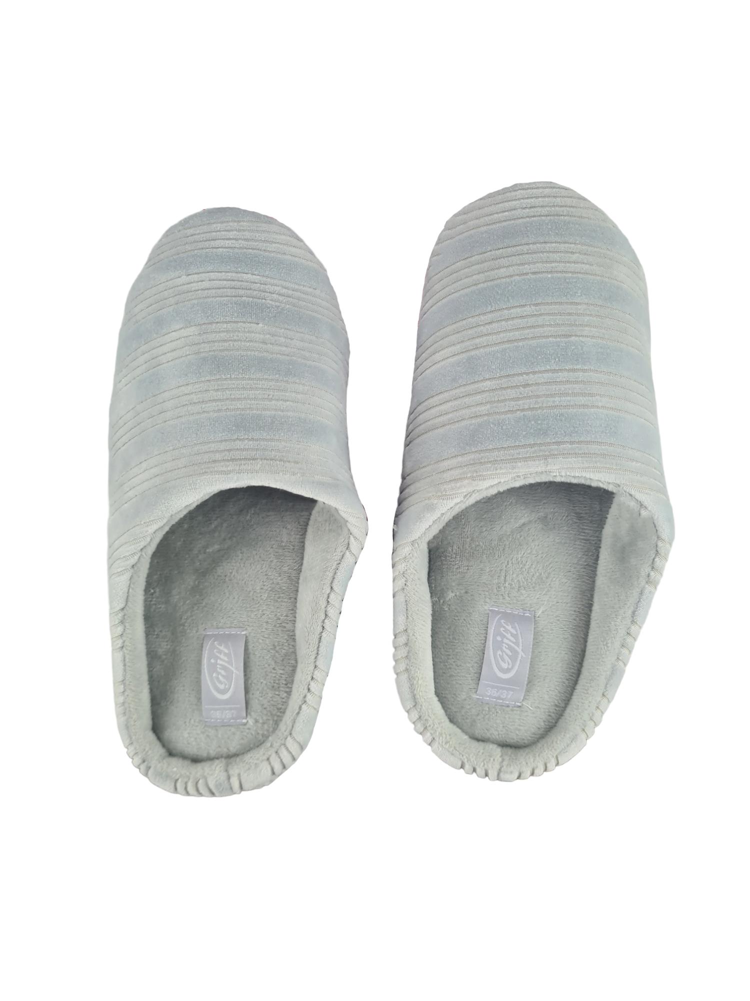 Pantofole donna Griff rigate in colore grigio