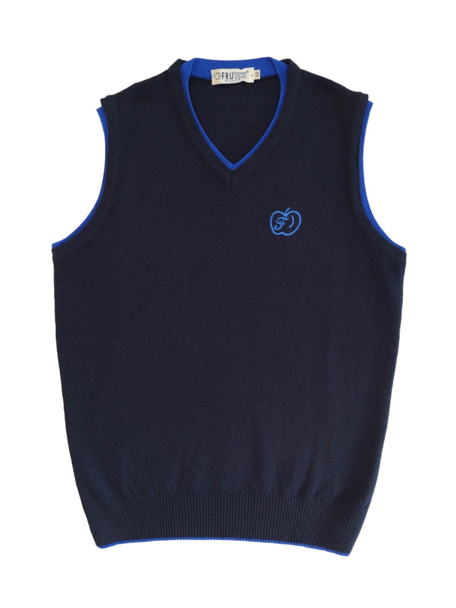 Gilet uomo in maglia Frutta M Blu Vintage