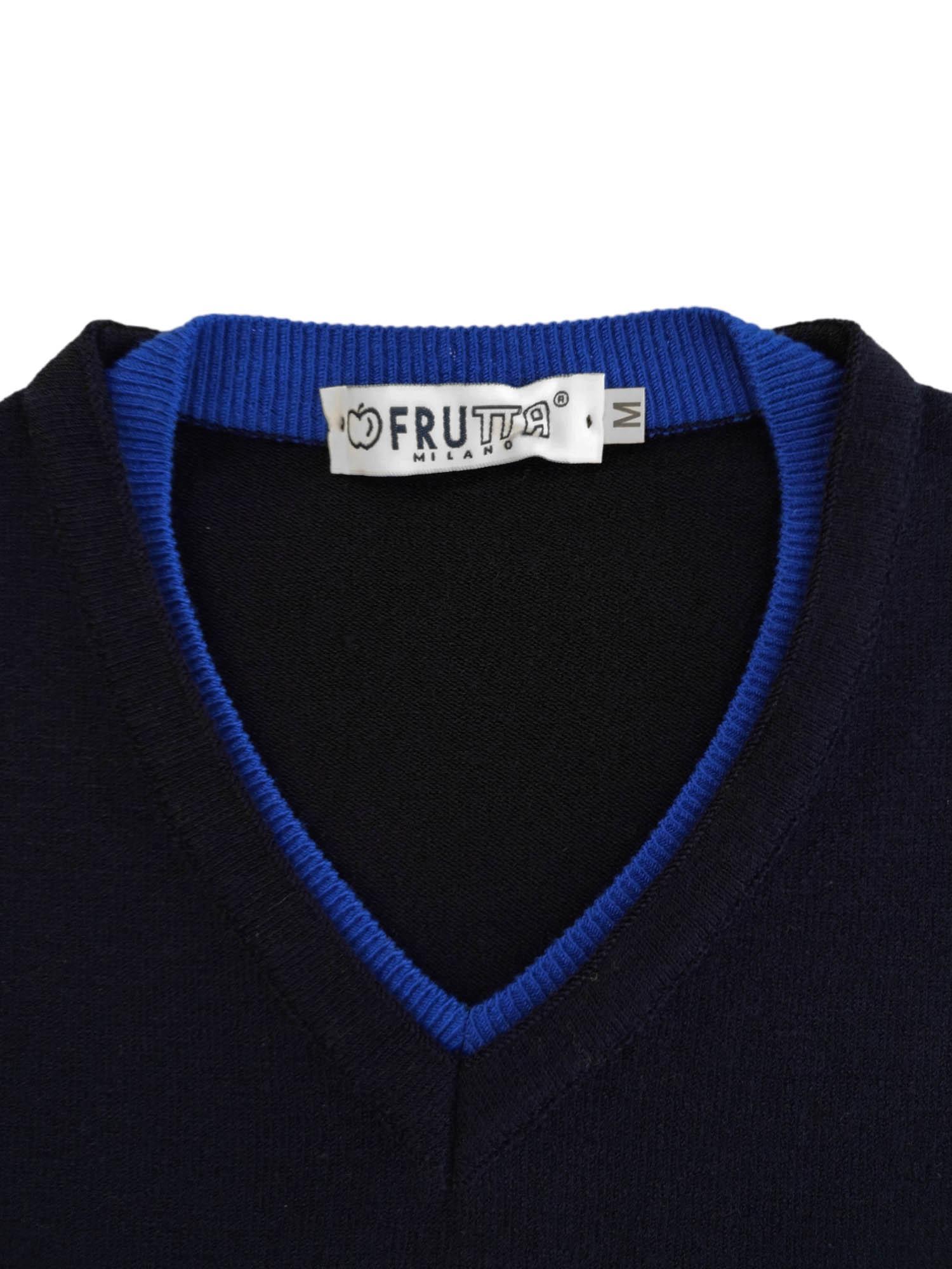 Gilet uomo in maglia Frutta M Blu Vintage
